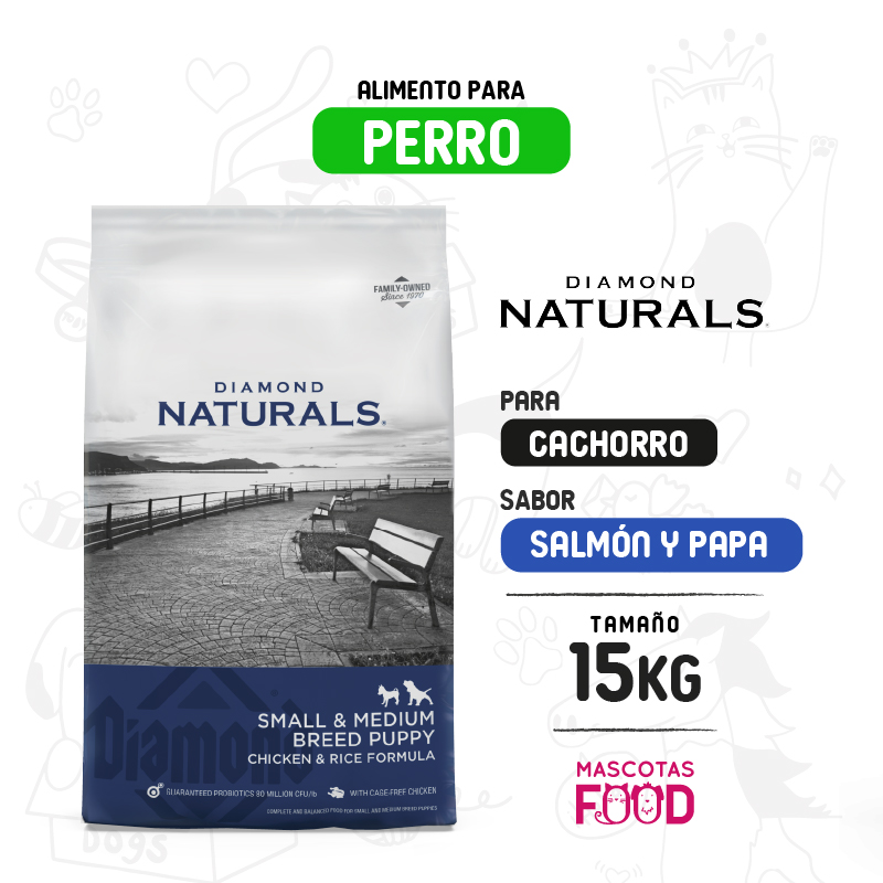 Diamond Naturals para Perro cachorro raza pequeña y mediana 15 KG