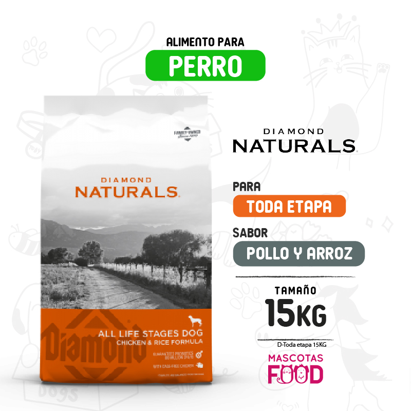 Diamond Naturals para Perro adulto toda las etapas de vida 15 KG