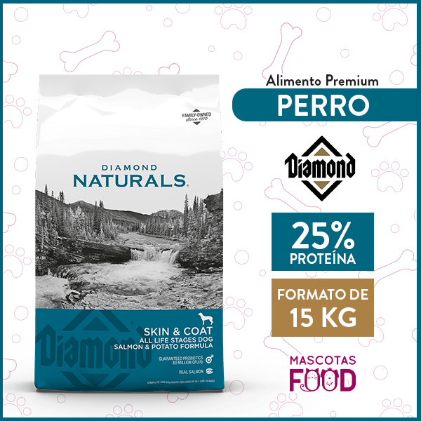 Alimento Hipoalergénico Perro Toda etapa de vida Diamond Naturals Skin and Coat 15 KG