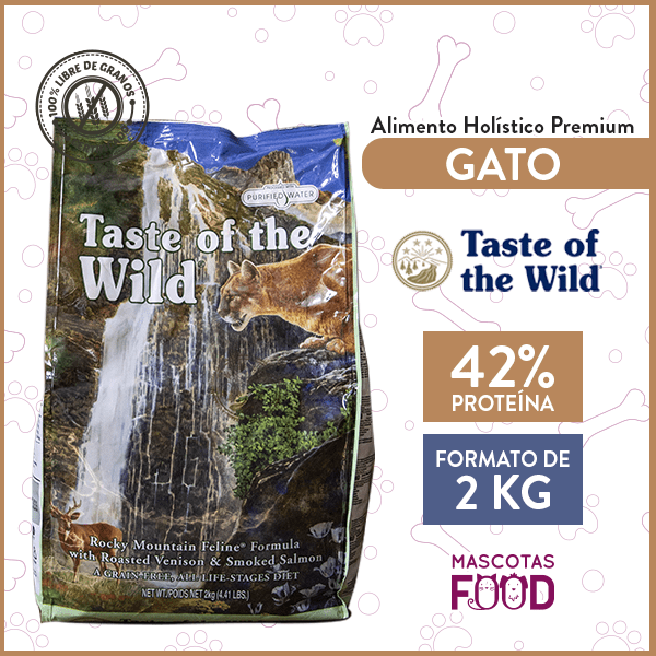 Alimento Gato Libre de Granos Taste of the Wild Rocky Mountain Venado y Salmón 2 KG