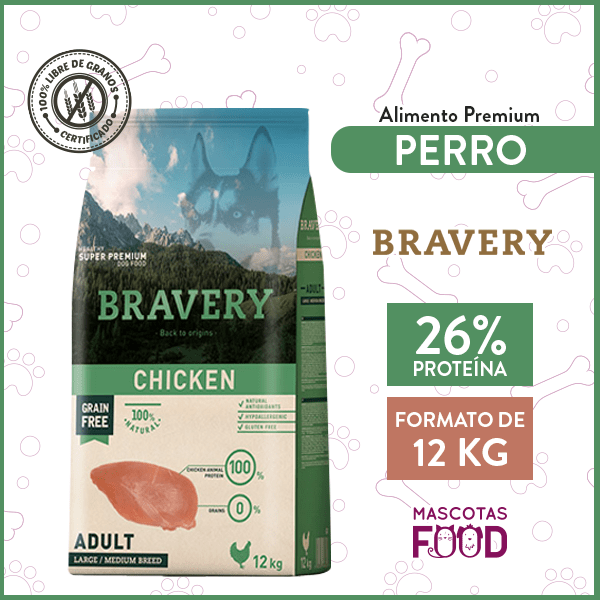 Bravery para Perro Adulto sabor Pollo 12 KG