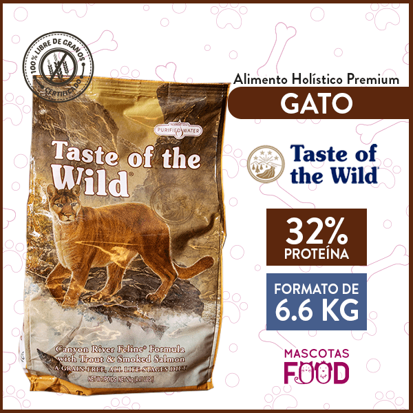 Alimento Gato Libre de Granos Taste of the Wild Canyon River Trucha y Salmón Ahumado 6.6 KG
