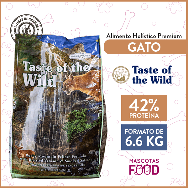 Alimento Gato Libre de Granos Taste of the Wild Rocky Mountain Venado y Salmón 6.6 KG