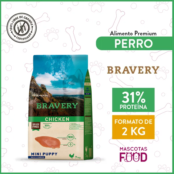 Bravery para Mini-Cachorro sabor Pollo 2 KG