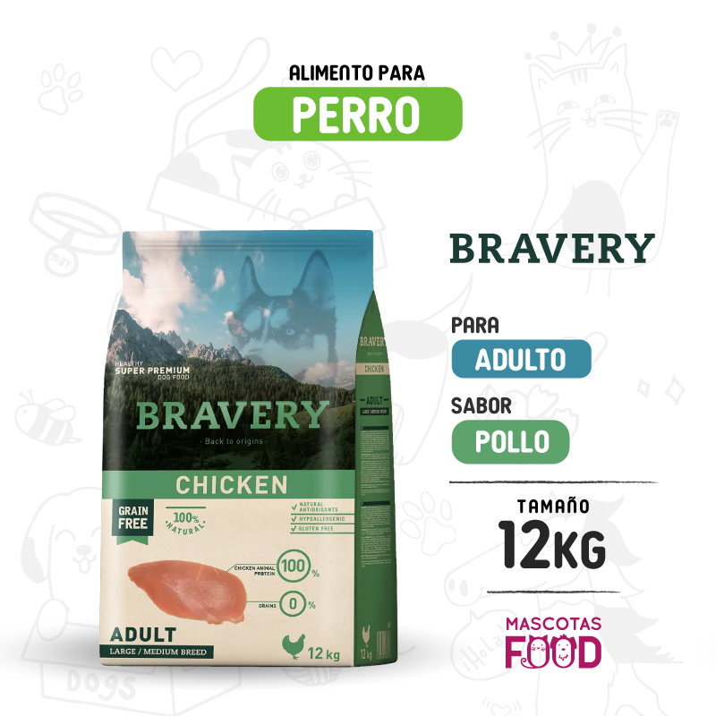 Inicio 7 Bravery para Perro Adulto sabor Pollo 12 KG