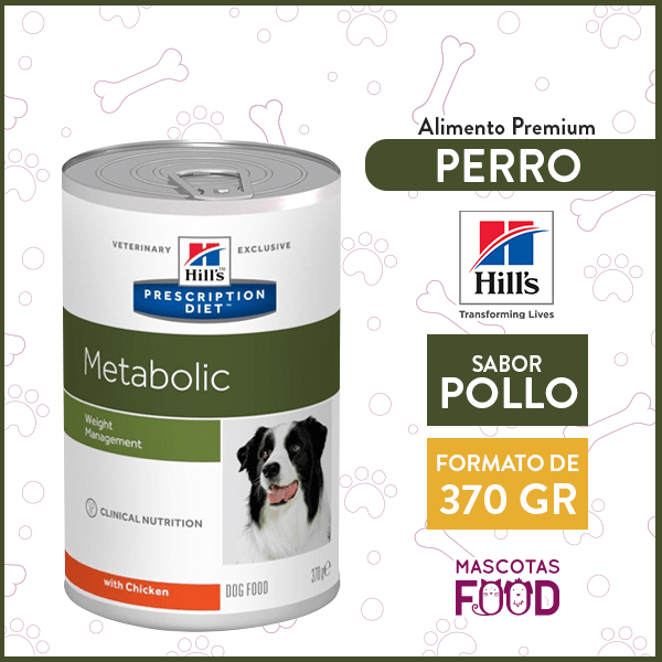 Alimento húmedo para Perro Adulto Metabolic Hill's sabor Pollo 370grs.