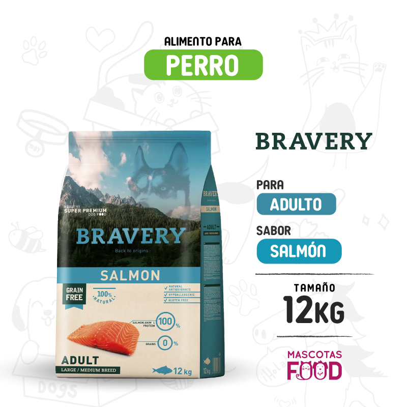 Inicio 10 Bravery para Perro Adulto sabor Salmón 12 KG