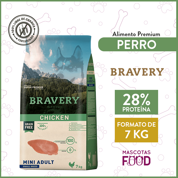 Bravery para Perro Mini-Adulto sabor Pollo 7 KG