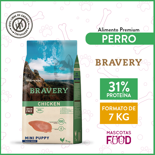 Bravery para Mini-Cachorro sabor Pollo 7 KG