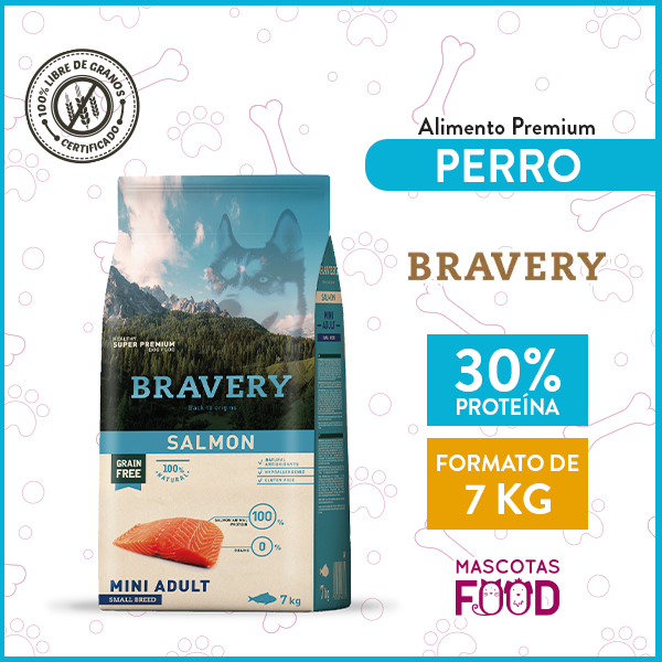 Bravery para Perro Mini-Adulto sabor Salmón 7 KG