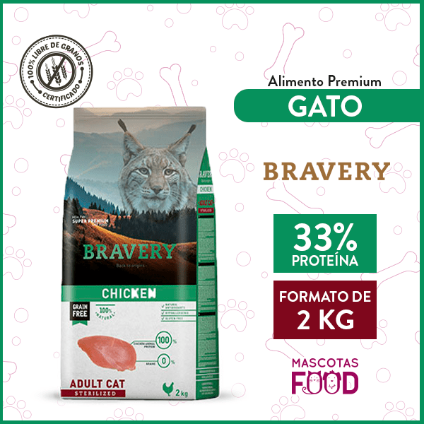 Bravery para Gato esterilizado sabor Pollo 2 KG