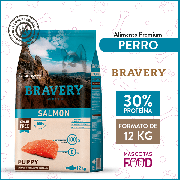 Bravery para Cachorro sabor Salmón 12 KG