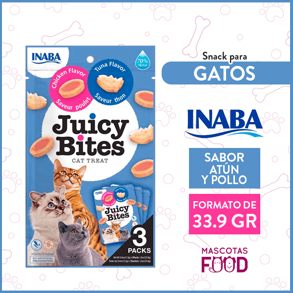 Snack para Gatos INABA Juicy Bites atún y pollo 33.9 GR