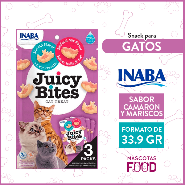 Snack para Gatos INABA Juicy Bites Camaron y Mariscos 33.9 GR