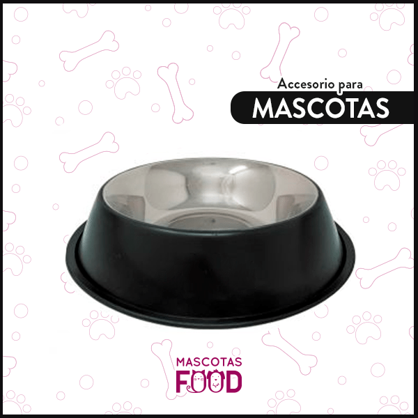Plato Acero Inoxidable Negro para mascotas 16 cm