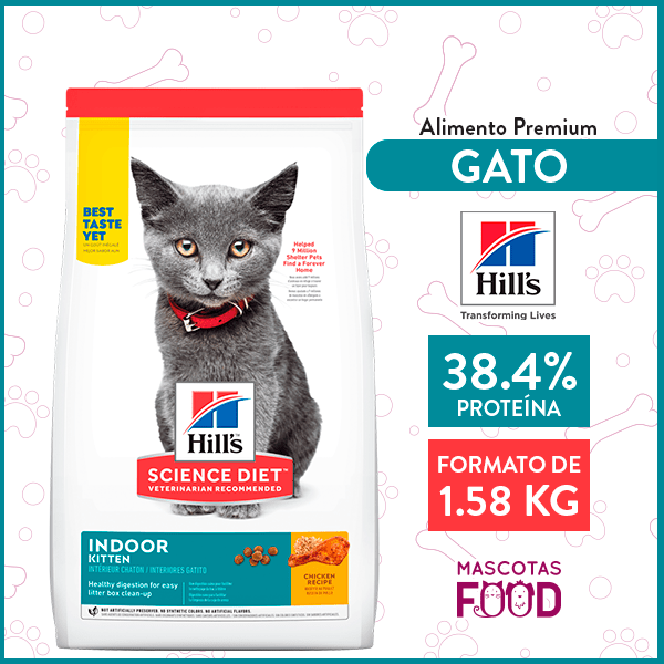 Alimento para Gatito Indoor Hill’s sabor Pollo 1.58 KG