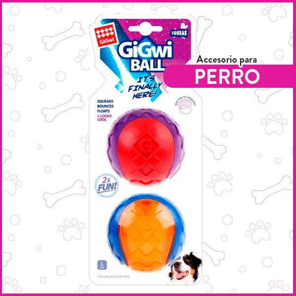 Set 2 pelotas Squeaker para perros tamaño L GiGwi