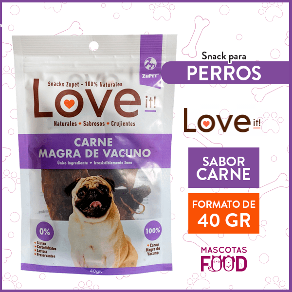 Snack para Perro Love It! 100% Carne magra de Vacuno 40 GR.