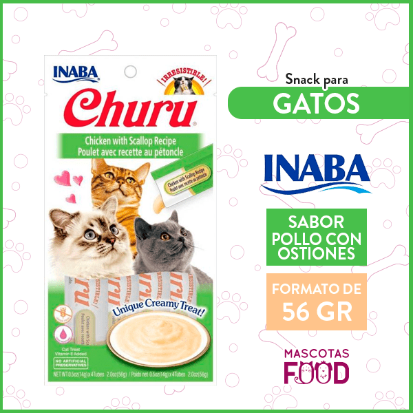 Churu para Gatos sabor Pollo con Ostion 4 Tubitos