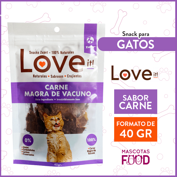 Snack para Gato Love It! 100% Carne magra de Vacuno 40 GR.