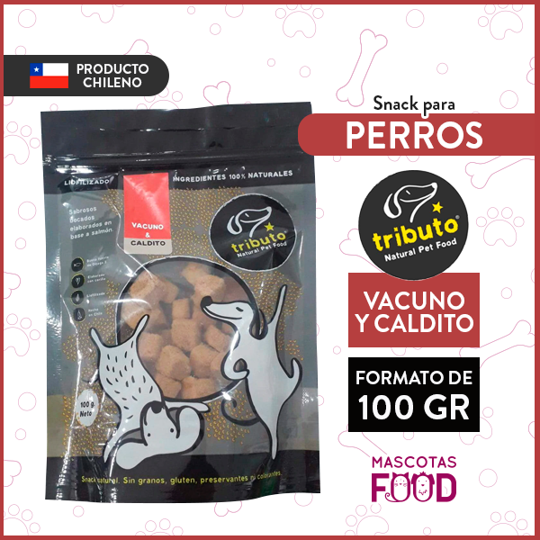 Snack para perros liofilizados Vacuno y Caldito Tributo 100GR.