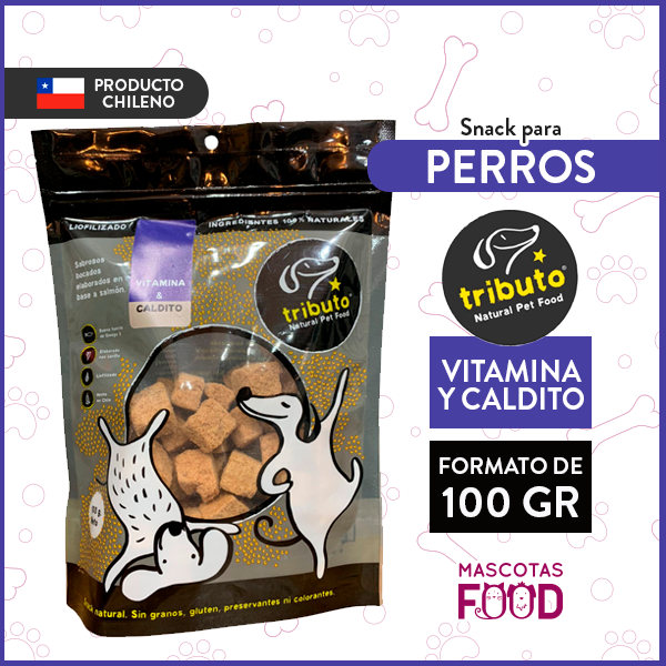 Snack para perros liofilizados Vitamina y Caldito Tributo 100GR.