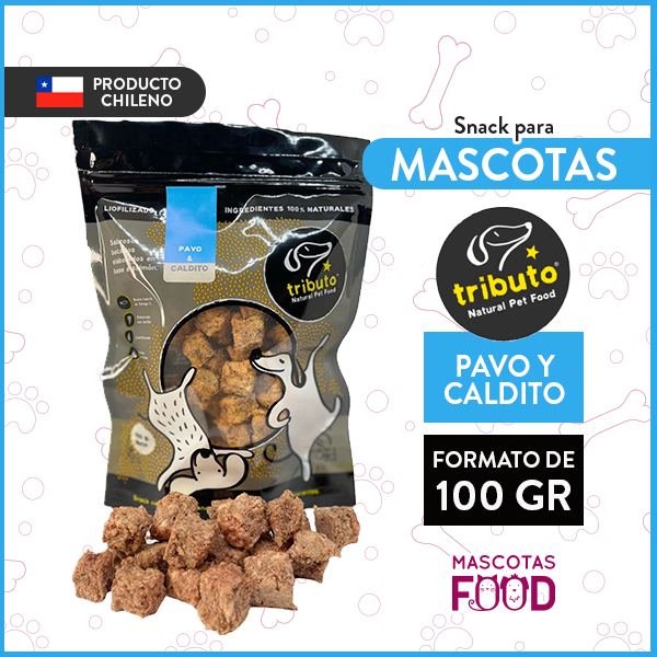 Snack para perros y gatos liofilizados Pavo y Caldito Tributo 100GR.