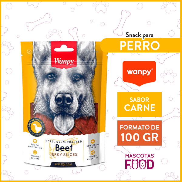 Snack para perros Wanpy Beef Jerky Slices 100GR.