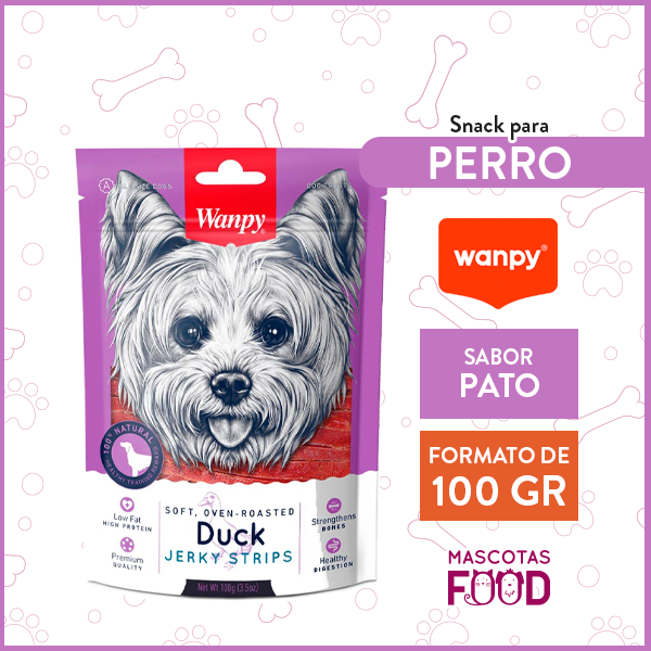 Snack para perros Wanpy Duck Jerky Strips 100GR.