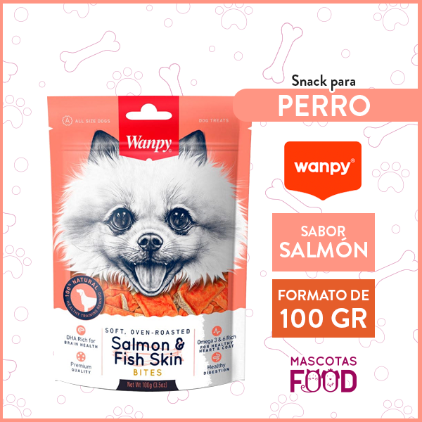 Snack para perros Wanpy Salmon y Fish Skin 100GR.