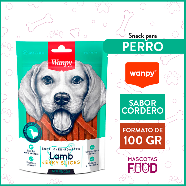 Snack para perros Wanpy Sabor Cordero 100GR.