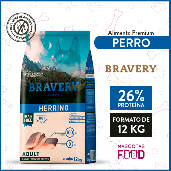 Bravery para Perro Adulto sabor Arenque 12 KG