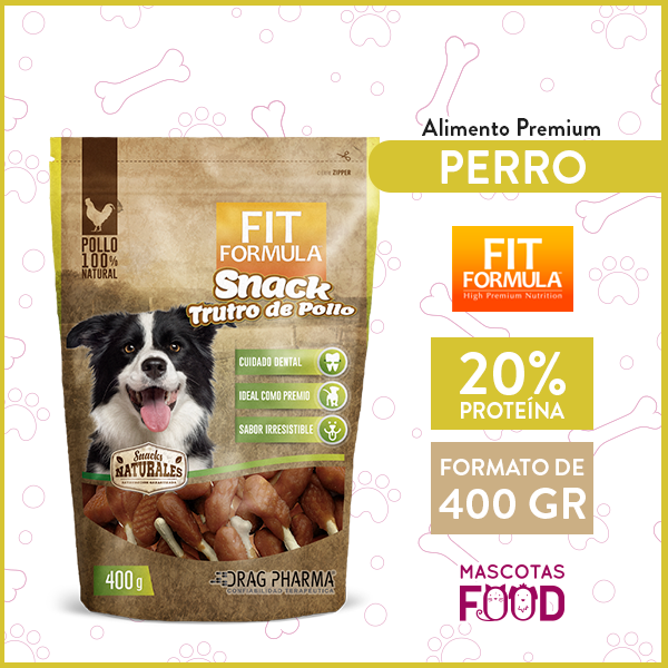 Snack Naturales para Perros FIT Formula Sabor Trutro de Pollo 400 GR.