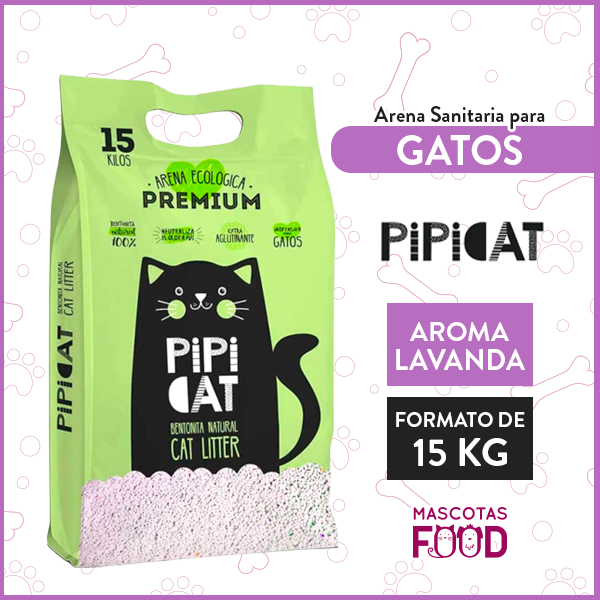 Arena Sanitaria Ecológica para Gatos PIPICAT Aroma Lavanda 15 KG