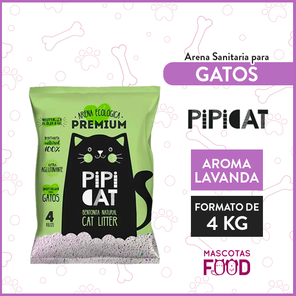 Arena Sanitaria Ecológica para Gatos PIPICAT Aroma Lavanda 4 KG