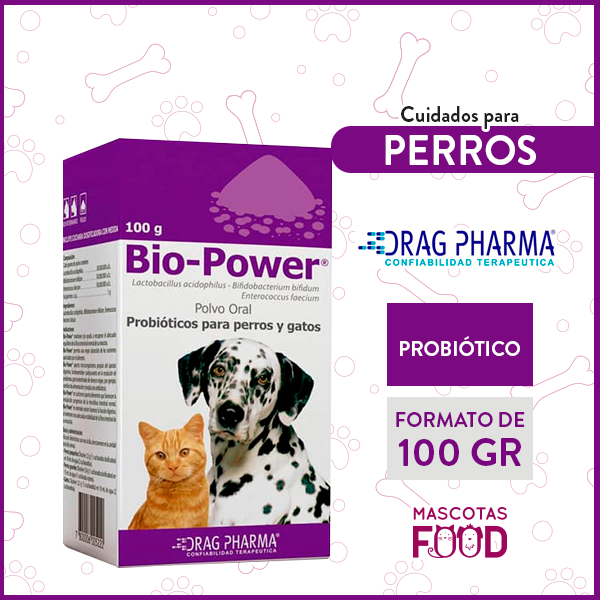 Probiótico Bio-Power para perros y gatos Drag Pharma 100 GR