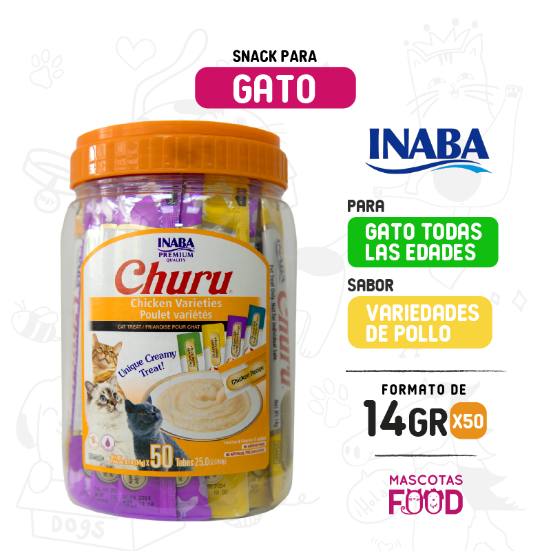 Frasco Churu Variedad Pollo 50 Tubitos