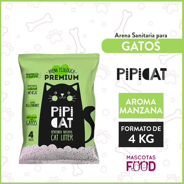 Arena Sanitaria Ecológica para Gatos PIPICAT Aroma Manzana 4 KG