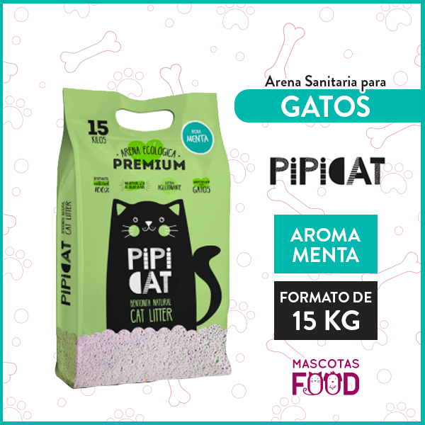 Arena Sanitaria Ecológica para Gatos PIPICAT Aroma Menta 15 KG