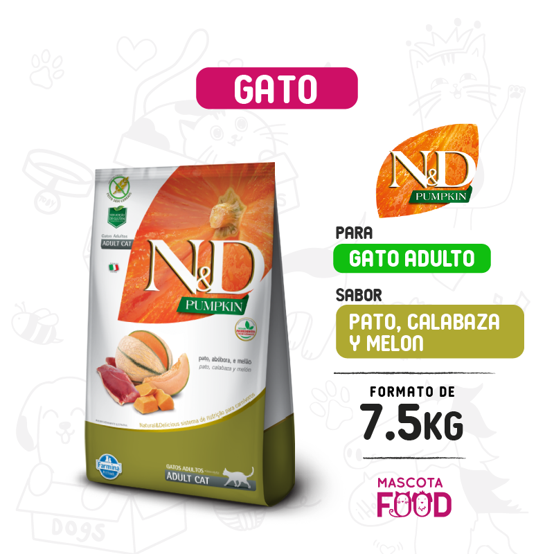 N&D Pumpkin para Gato adulto sabor Pollo calabaza y granada 7.5 KG