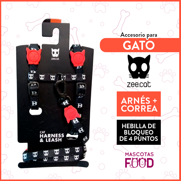Set Arnés para Gato Zeecat Harness + Leash Set Modelo Skull
