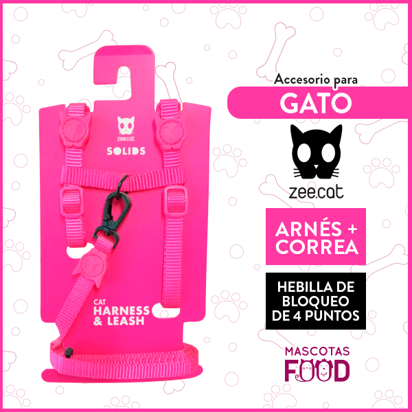 Set Arnés para Gato Zeecat Harness + Leash Set Modelo Solids Pink