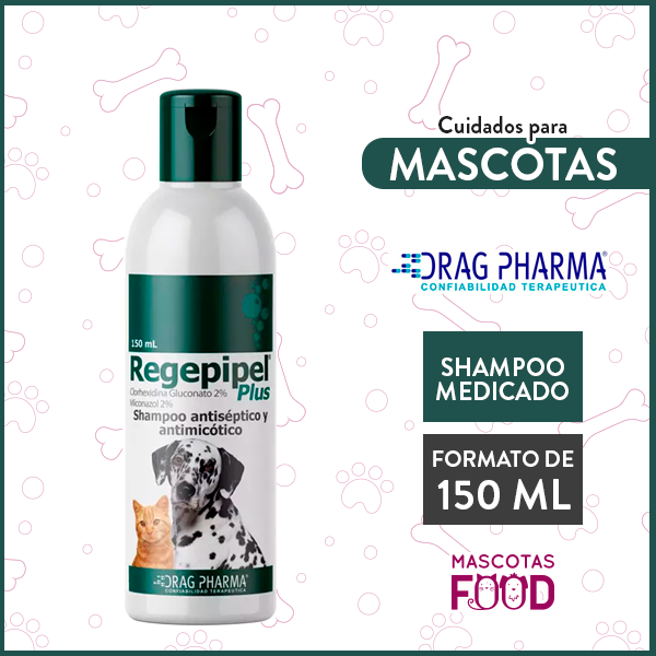 Shampoo antiséptico y antimicótico para perros y gatos Regepipel Drag Pharma 150 ml