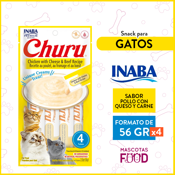 Churu para Gatos sabor Pollo con queso y carne 4 Tubitos