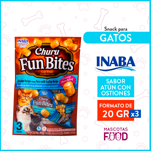 Churu Fun Bites para Gatos sabor Atún y Ostiones 3 Unidades