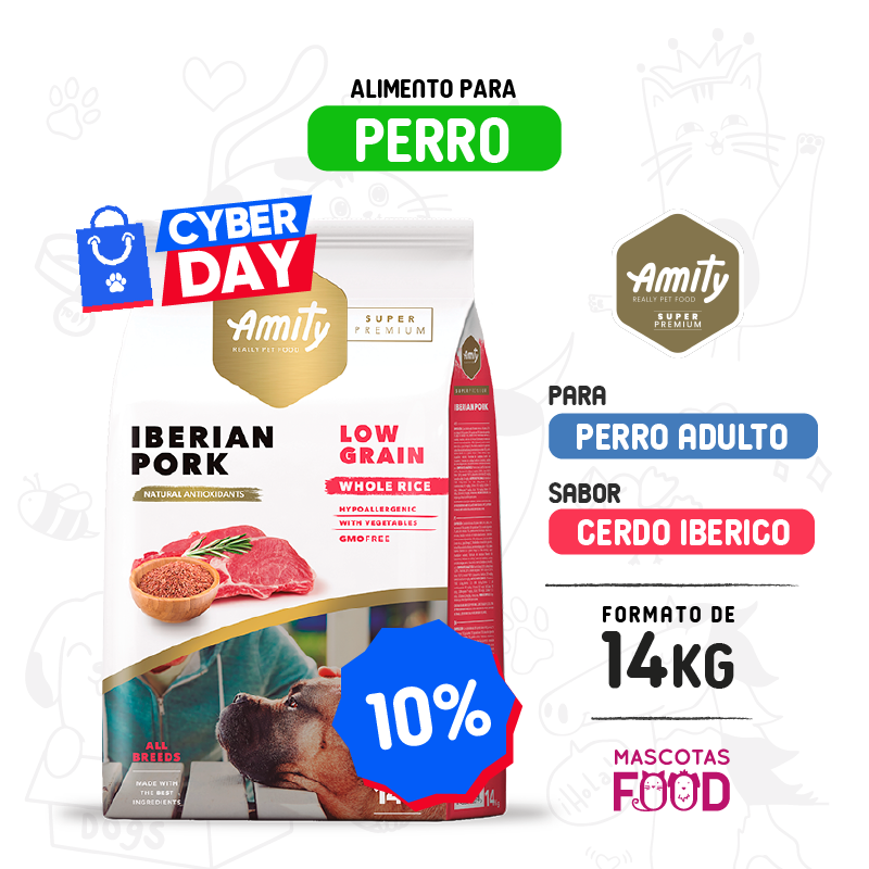 Amity SUPER Premium para perro Adulto sabor Cerdo Ibérico 14 KG