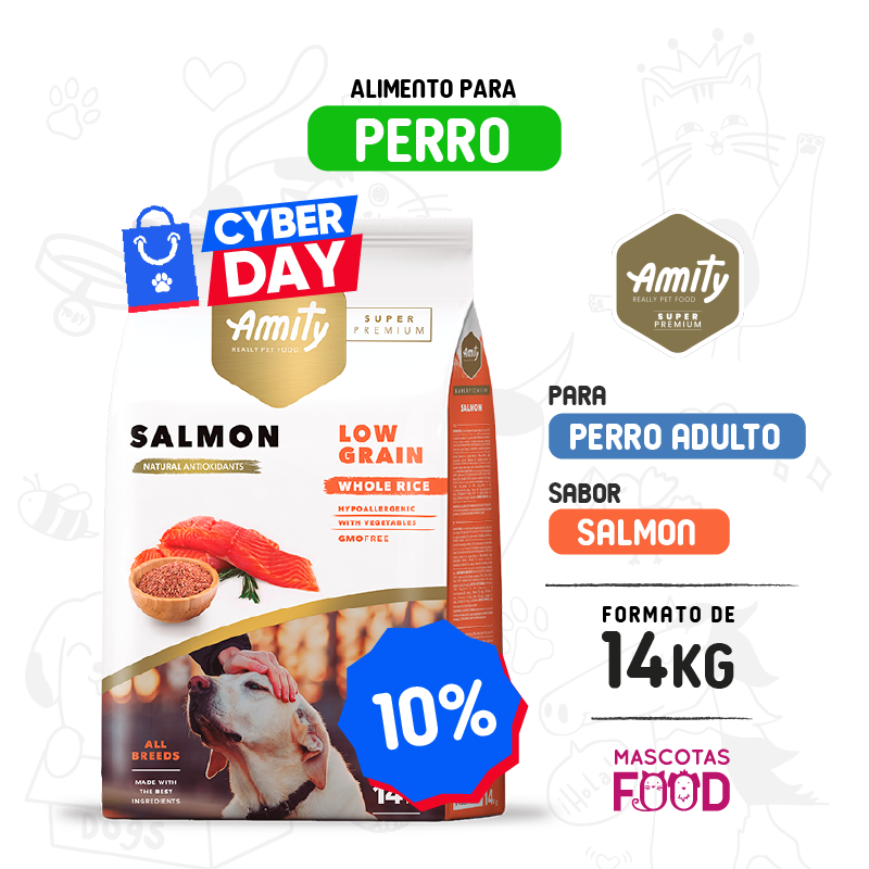 Amity SUPER Premium para perro adulto sabor Salmón 14 KG