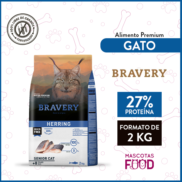 Bravery para Gato Senior 8+ sabor Arenque 2 KG