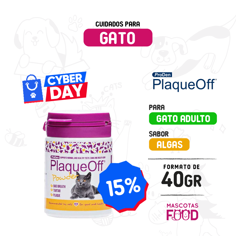 Cuidado Oral para gatos PlaqueOff en polvo 40 GR