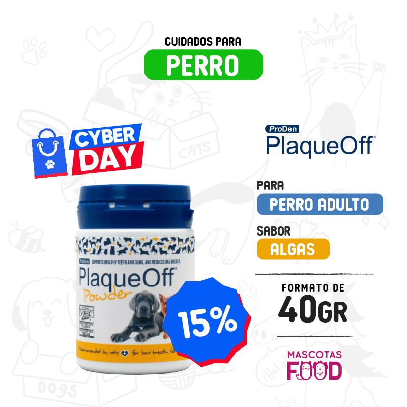 Cuidado Oral para Perros PlaqueOff en polvo 40 GR